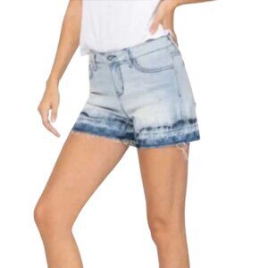 Women's Plus 2XL Judy Blue Distressed Light Wash Tie Dyed Hem Denim Shorts